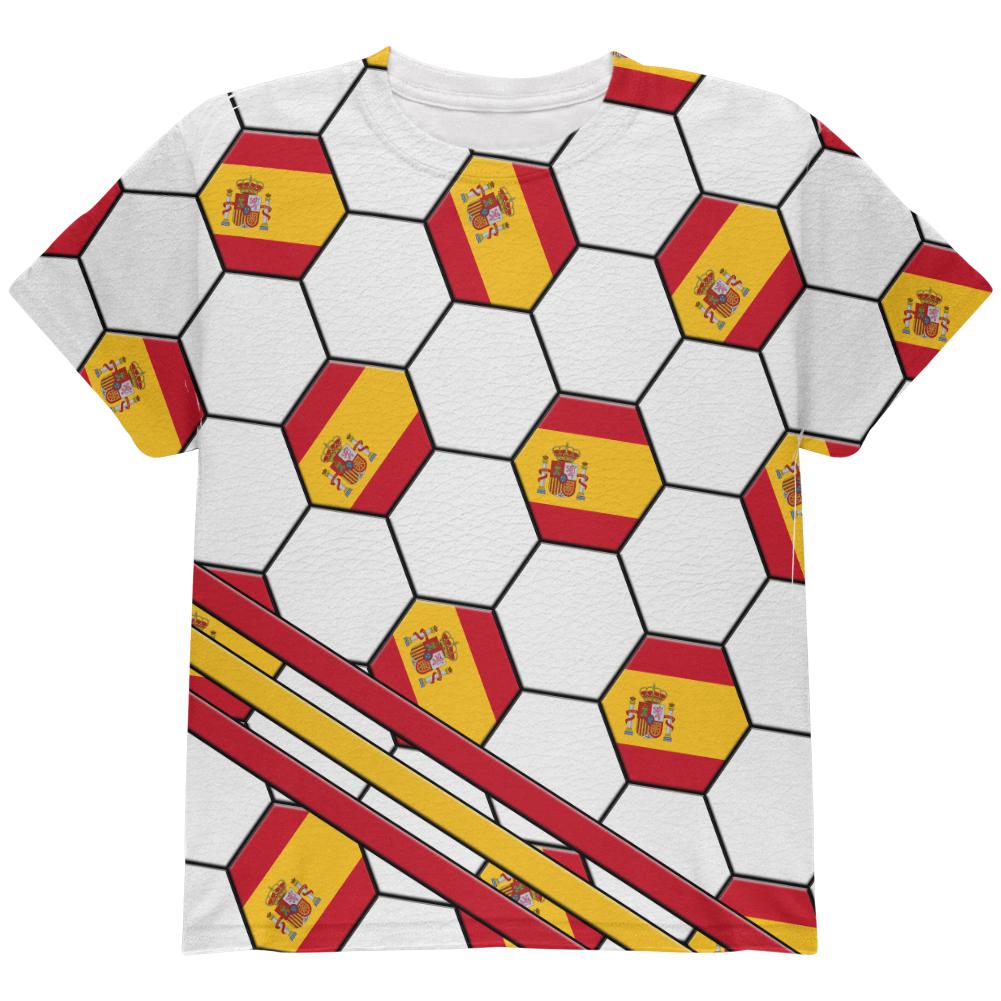 World Cup Spain Soccer Ball All Over Youth T Shirt Youth T-Shirts Old Glory LG Multi
