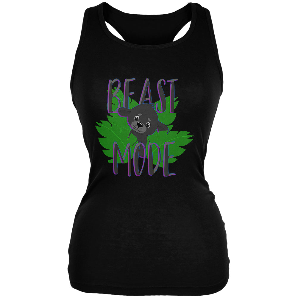 Beast Mode Cute Black Panther Cub Juniors Soft Tank Top Juniors Tank Tops Old Glory 2XL Black