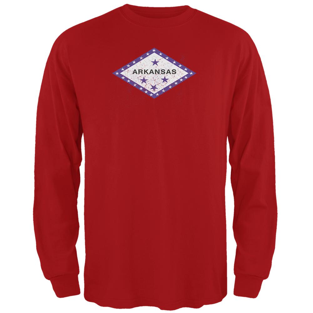 Born and Raised Arkansas State Flag Mens Long Sleeve T Shirt Men's Long Sleeves Old Glory 2XL Red
