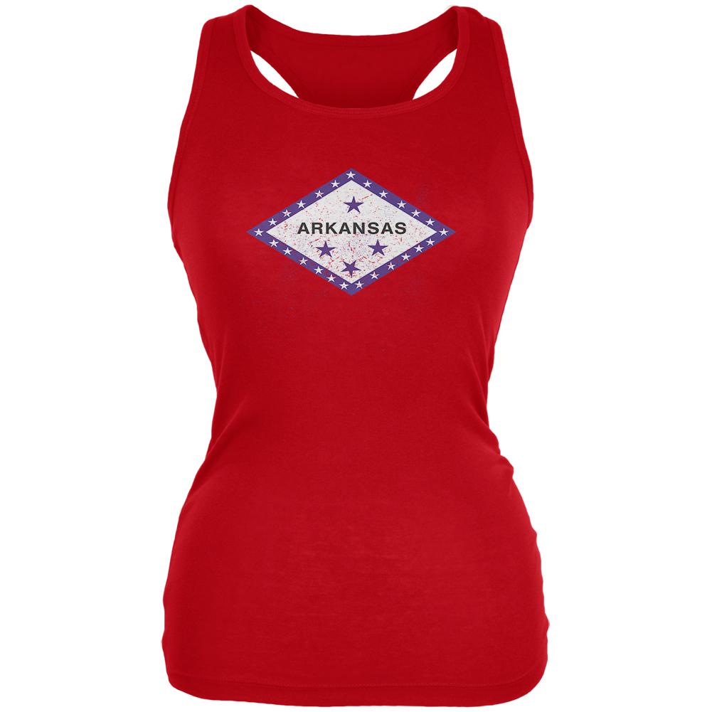 Born and Raised Arkansas State Flag Juniors Soft Tank Top Juniors Tank Tops Old Glory 2XL Red