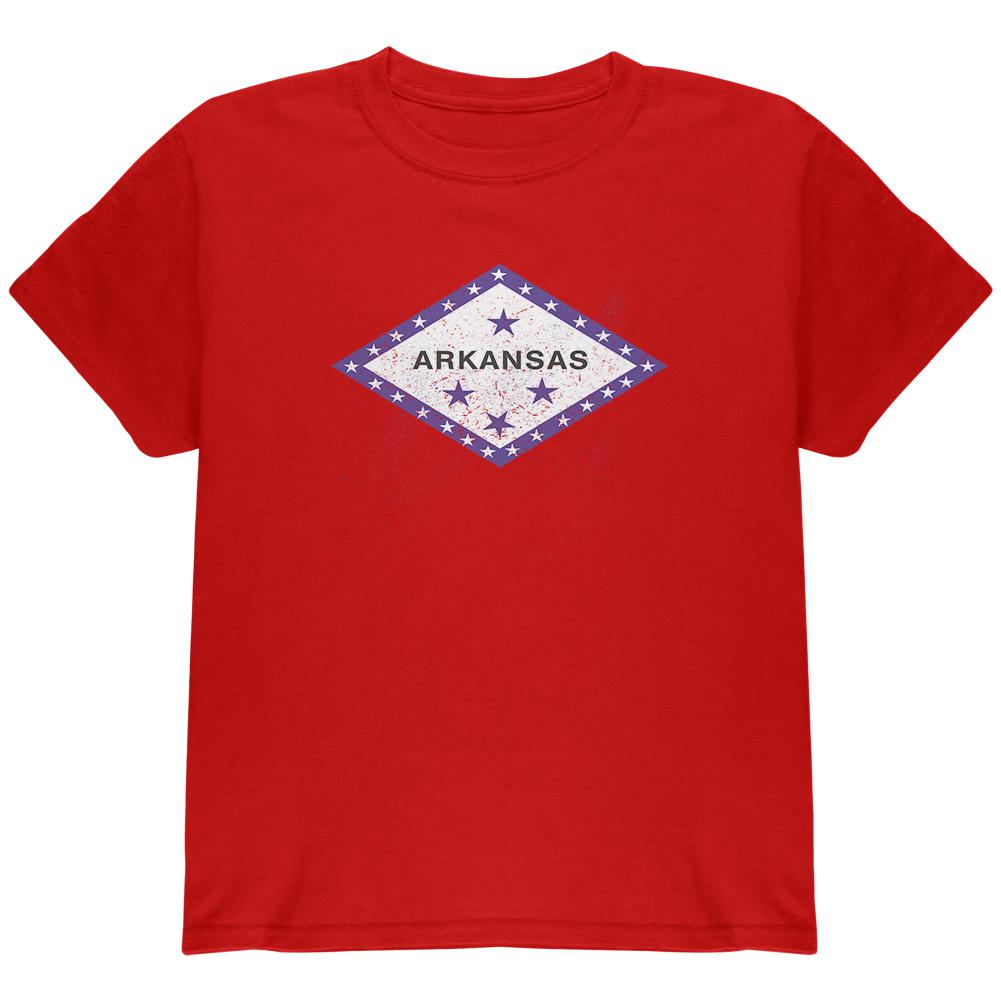 Born and Raised Arkansas State Flag Youth T Shirt Youth T-Shirts Old Glory LG Red