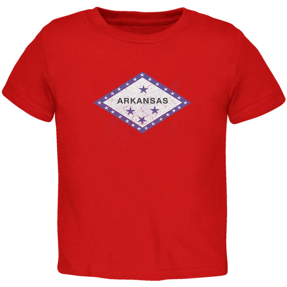 Born and Raised Arkansas State Flag Toddler T Shirt Toddler T-Shirts Old Glory 2T Red