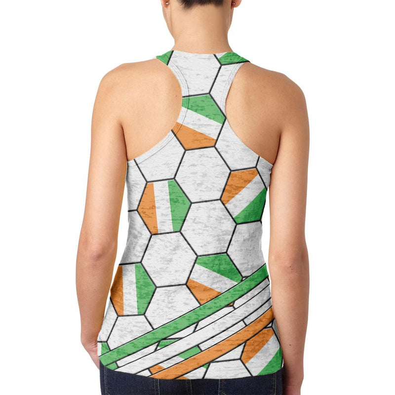 World Cup Ireland Soccer Ball Juniors Burnout Racerback Tank Top Juniors Tank Tops Old Glory