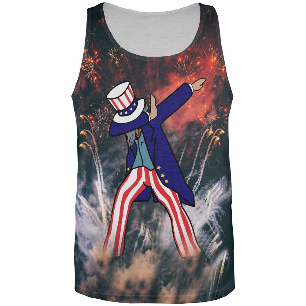 4th of July Dabbing Uncle Sam Fireworks All Over Mens Tank Top Men's Tank Tops Old Glory SM