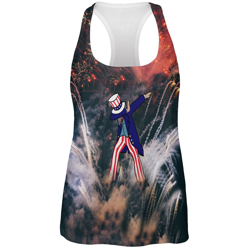 4th of July Dabbing Uncle Sam Fireworks Sub All Over Womens Work Out Tank Top Women's Tank Tops Old Glory 2XL Multi