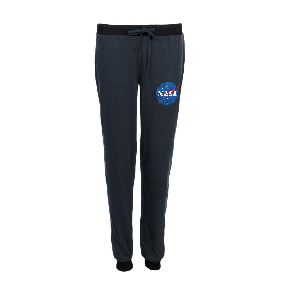NASA Distressed Logo Juniors Pajama Pants Pajamas NASA LG Black
