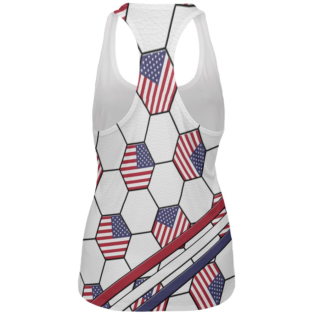 4th of July USA World Cup Soccer Ball All Over Womens Work Out Tank Top Women's Tank Tops Old Glory