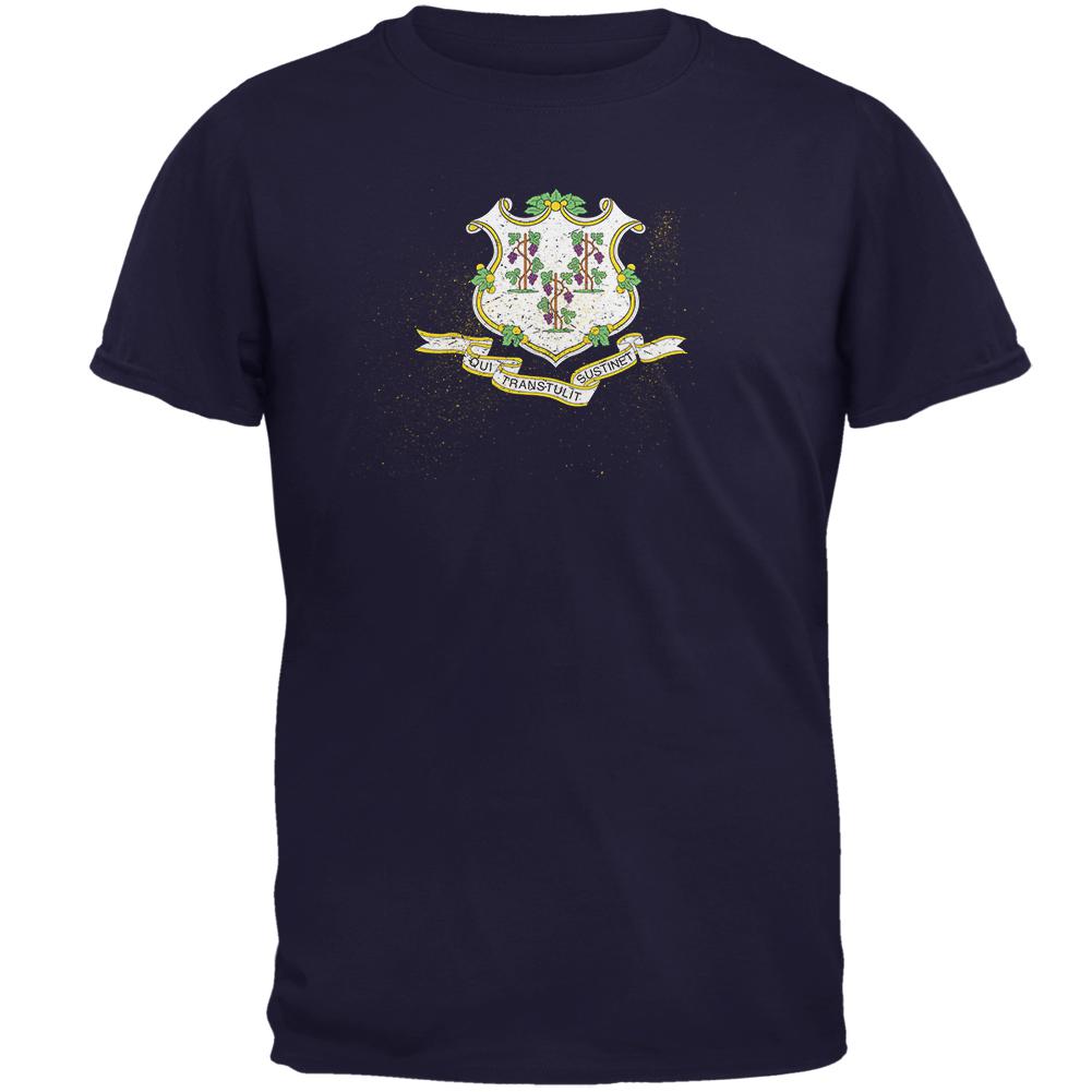 Born and Raised Connecticut State Flag Mens T Shirt Men's T-Shirts Old Glory 2XL Navy