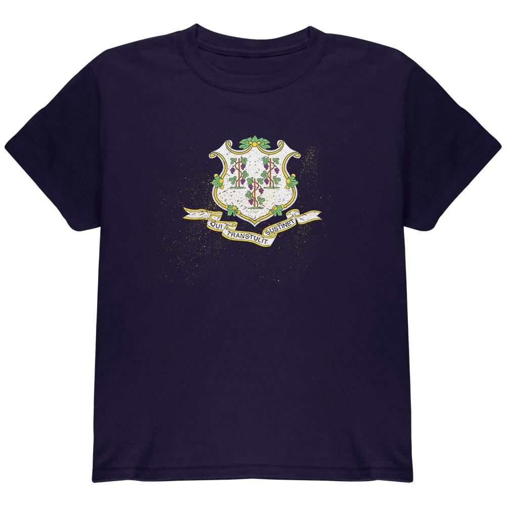 Born and Raised Connecticut State Flag Youth T Shirt Youth T-Shirts Old Glory LG Navy