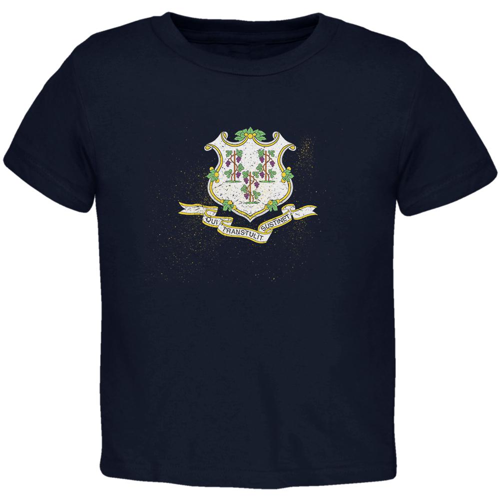 Born and Raised Connecticut State Flag Toddler T Shirt Toddler T-Shirts Old Glory 2T Navy