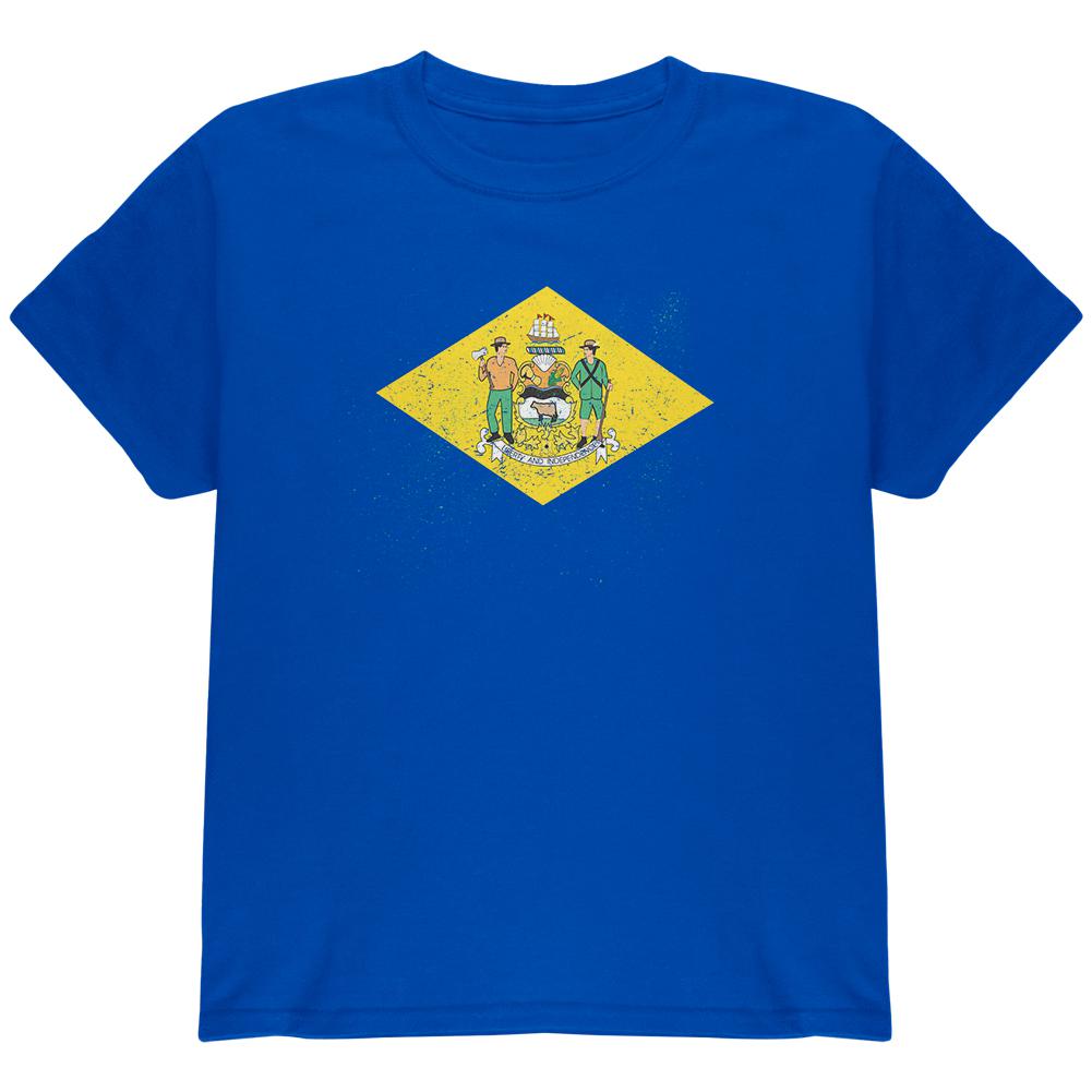 Born and Raised Delaware State Flag Youth T Shirt Youth T-Shirts Old Glory LG Royal