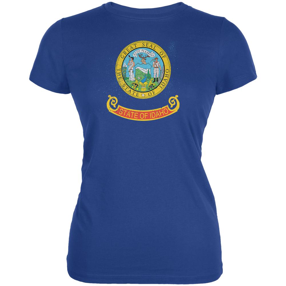 Born and Raised Idaho State Flag Juniors Soft T Shirt Juniors T-Shirts Old Glory 2XL Royal