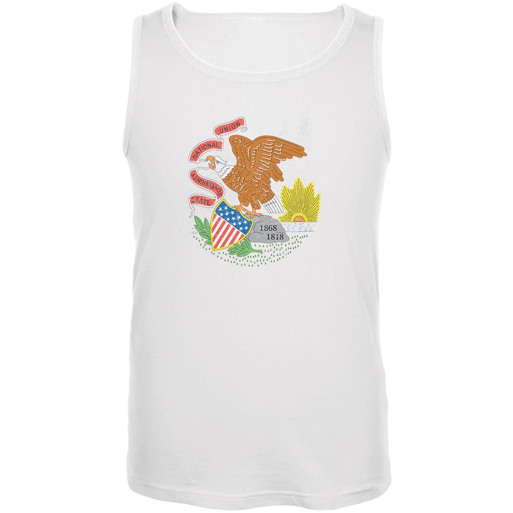 Born and Raised Illinois State Flag Mens Tank Top Men's Tank Tops Old Glory 2XL White