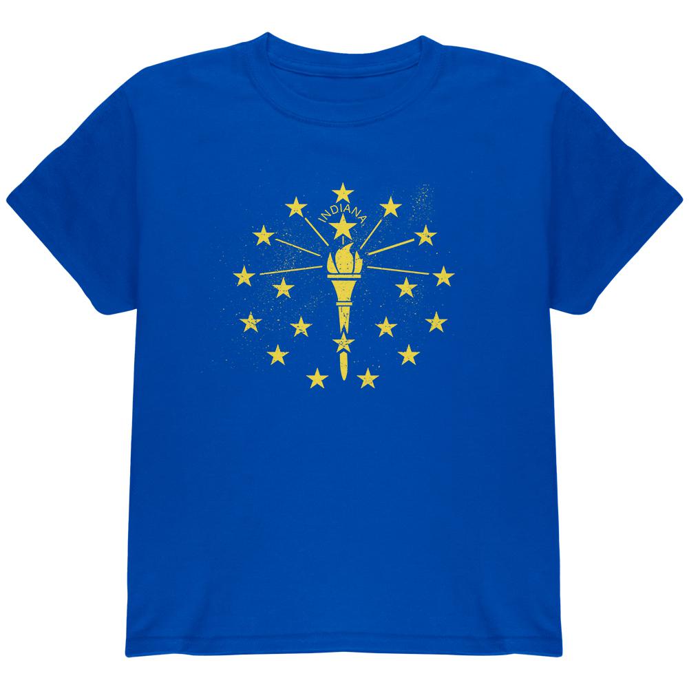Born and Raised Indiana State Flag Youth T Shirt Youth T-Shirts Old Glory XS Royal