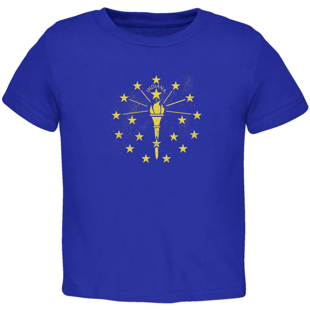 Born and Raised Indiana State Flag Toddler T Shirt Toddler T-Shirts Old Glory 2T Royal