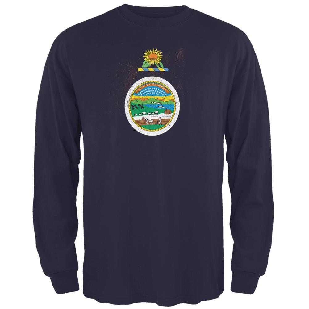 Born and Raised Kansas State Flag Mens Long Sleeve T Shirt Men's Long Sleeves Old Glory 2XL Navy