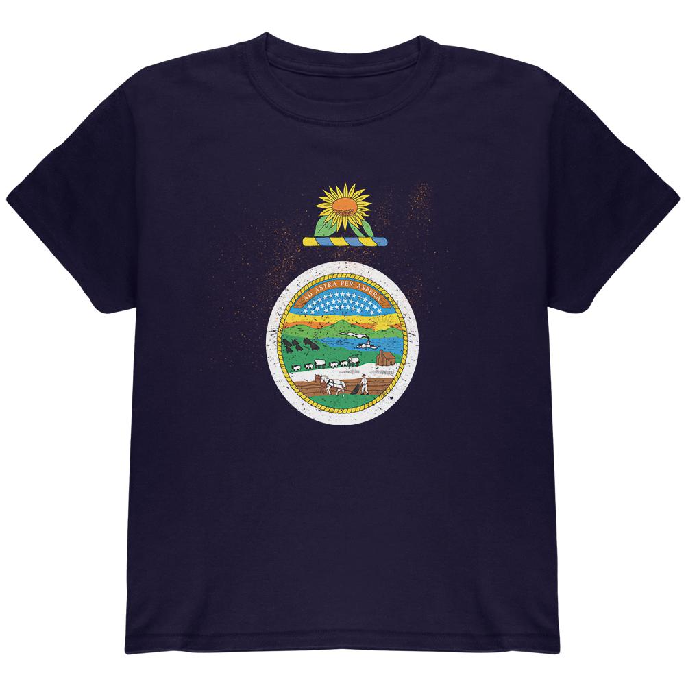 Born and Raised Kansas State Flag Youth T Shirt Youth T-Shirts Old Glory LG Navy