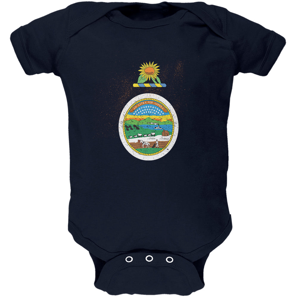 Born and Raised Kansas State Flag Soft Baby One Piece Baby One Piece Old Glory 0-3M Navy