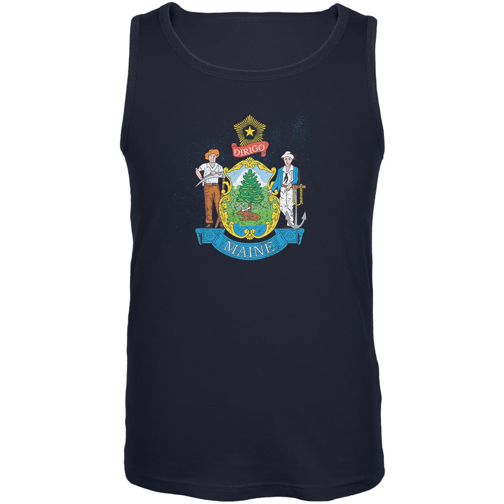 Born and Raised Maine State Flag Mens Tank Top Men's Tank Tops Old Glory 2XL Navy