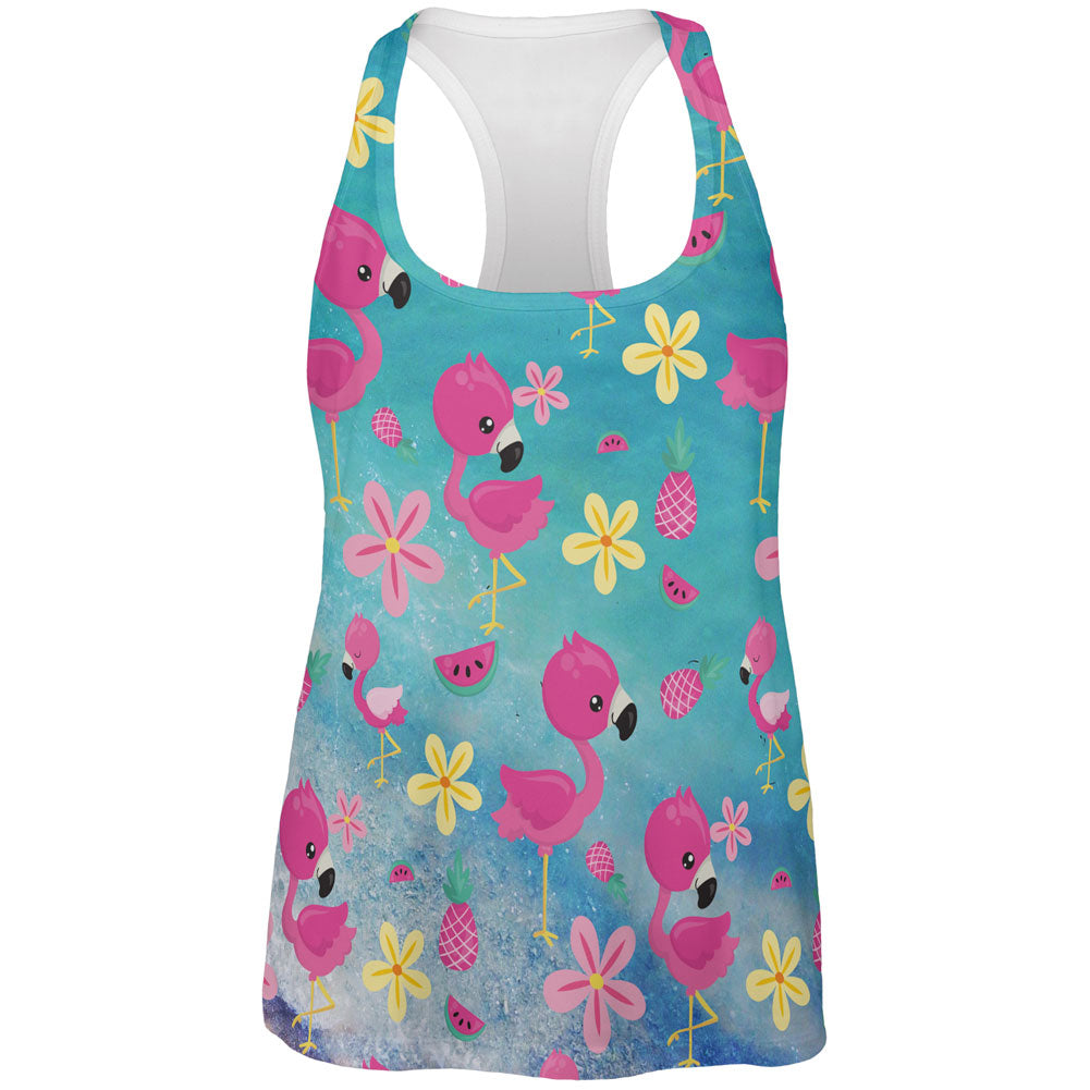 Summer Tropical Beach Flamingos All Over Womens Work Out Tank Top Women's Tank Tops Old Glory 2XL Multi