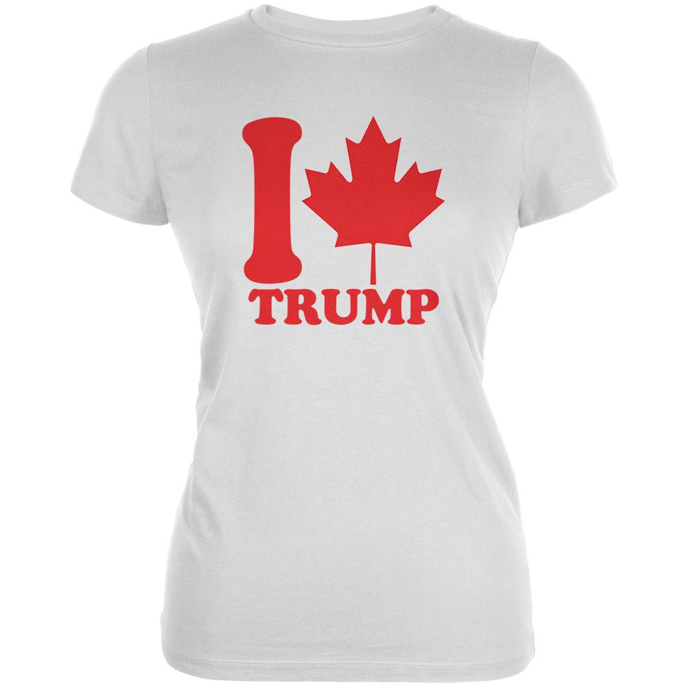 Canada I Love Trump Maple Leaf Juniors Soft T Shirt Juniors T-Shirts Old Glory 2XL White