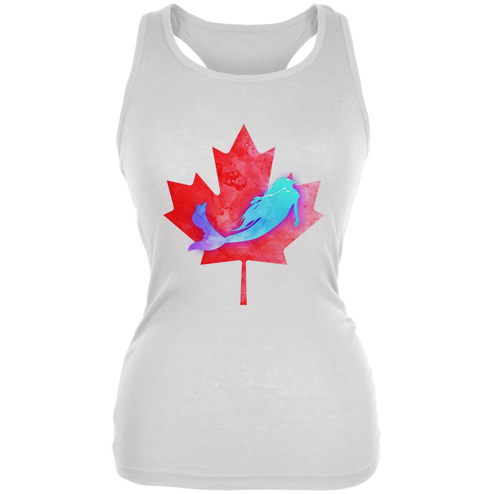 Canadian Mermaid Juniors Soft Tank Top Juniors Tank Tops Old Glory 2XL White
