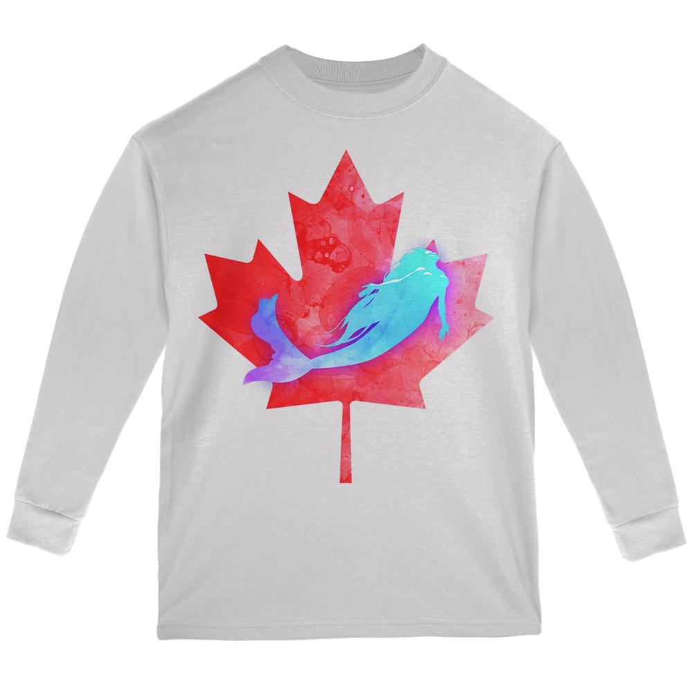 Canadian Mermaid Youth Long Sleeve T Shirt Youth Long Sleeves Old Glory LG White