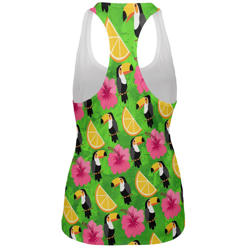 Tropical Vacation Toucan Pattern All Over Womens Work Out Tank Top Women's Tank Tops Old Glory