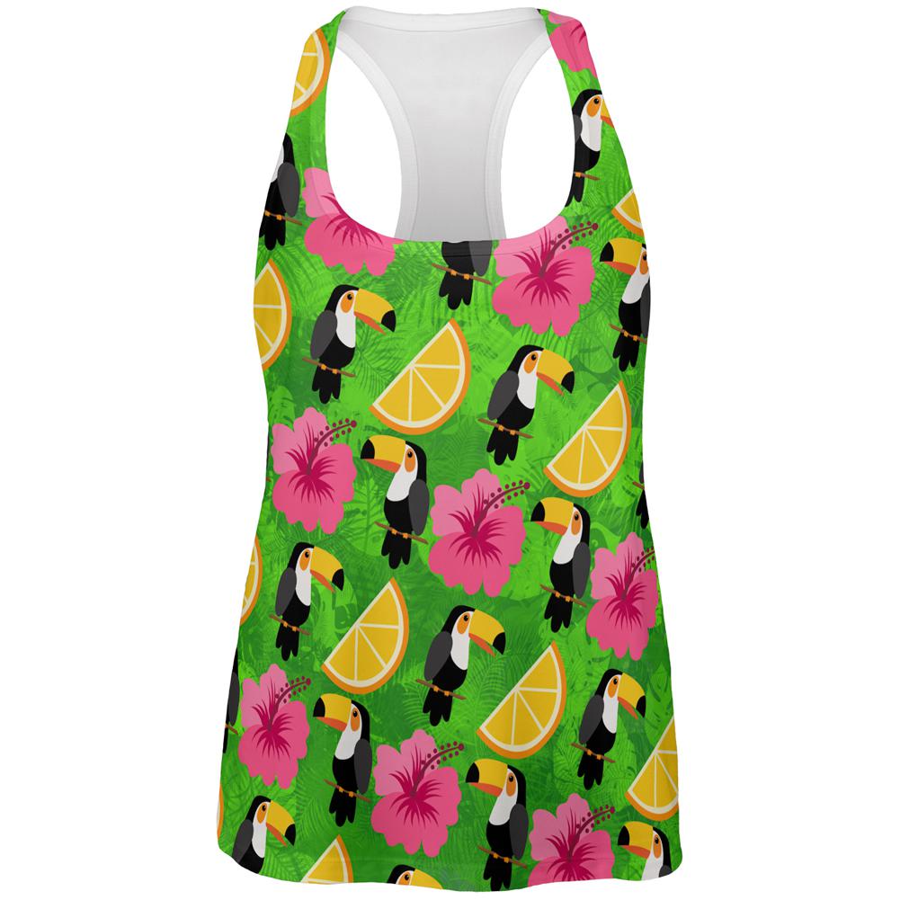 Tropical Vacation Toucan Pattern All Over Womens Work Out Tank Top Women's Tank Tops Old Glory 2XL Multi