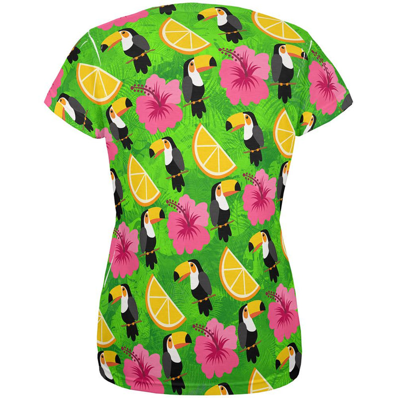 Tropical Vacation Toucan Pattern All Over Womens T Shirt Women's T-Shirts Old Glory
