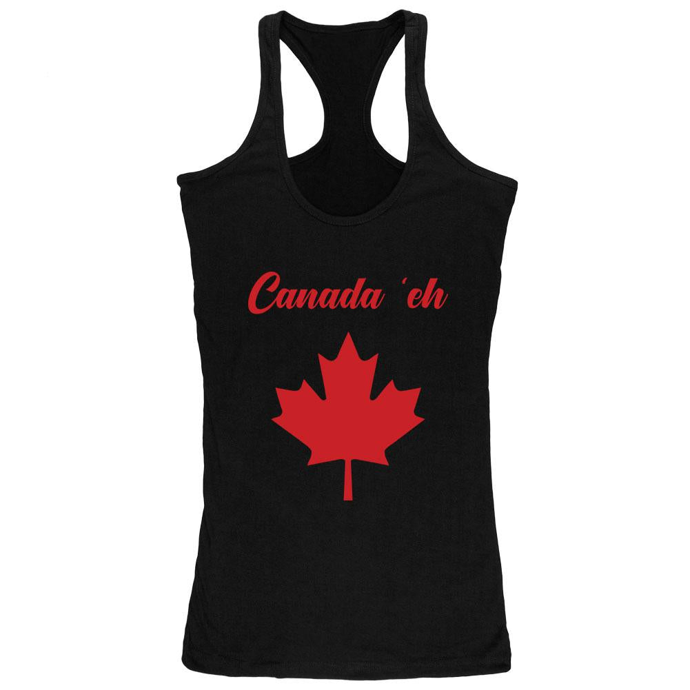 Canada Day 'Eh Pun Red Juniors Soft Tank Top Juniors Tank Tops Old Glory 2XL Black