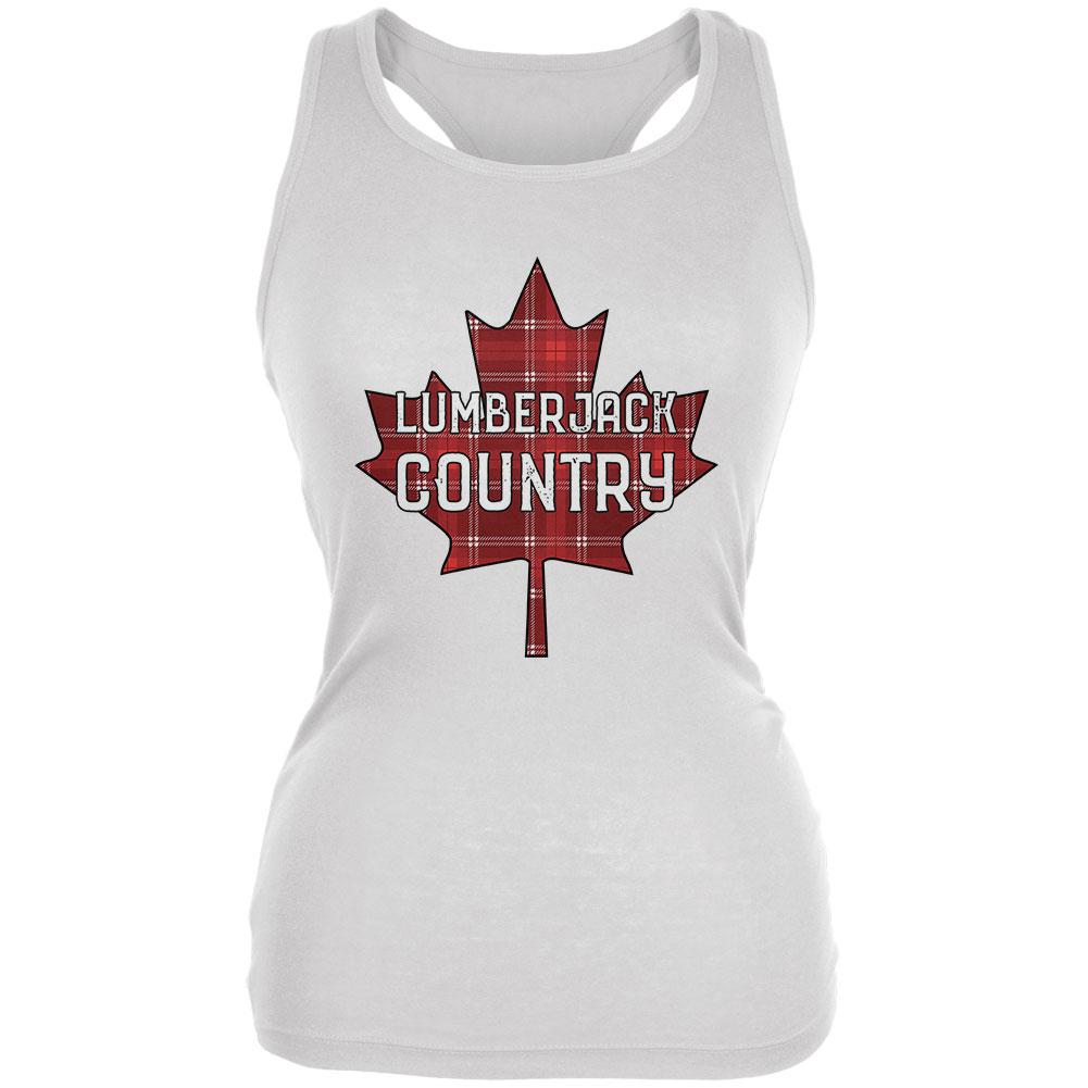 Canada Day Lumberjack Country Plaid Juniors Soft Tank Top Juniors Tank Tops Old Glory 2XL White