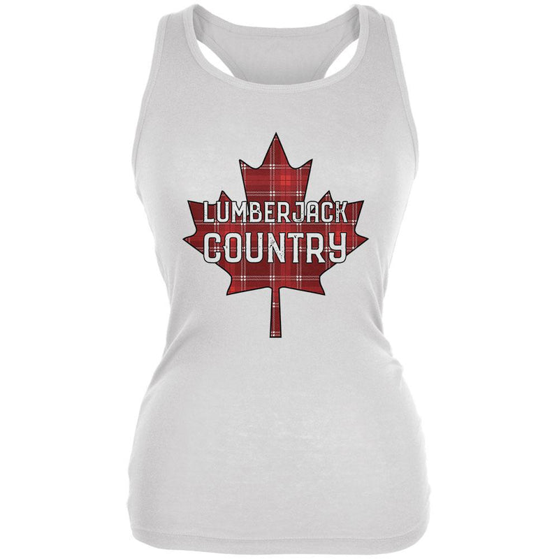 Canada Day Lumberjack Country Plaid Juniors Soft Tank Top Juniors Tank Tops Old Glory 2XL White