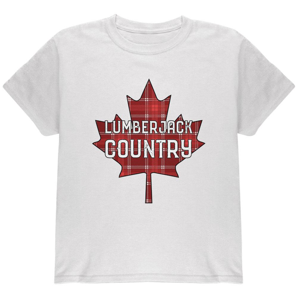 Canada Day Lumberjack Country Plaid Youth T Shirt Youth T-Shirts Old Glory LG White