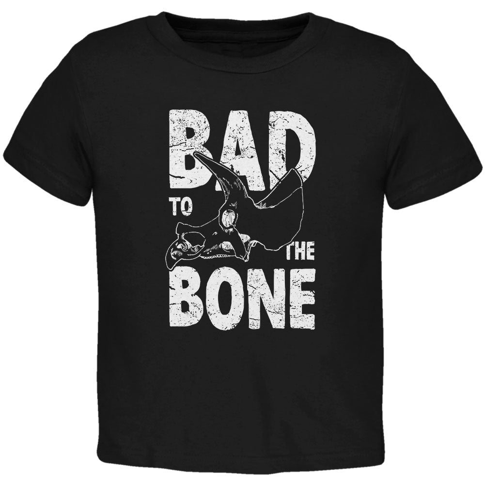 Dinosaur Triceratops Bad to the Bone Toddler T Shirt Toddler T-Shirts Old Glory 2T Black