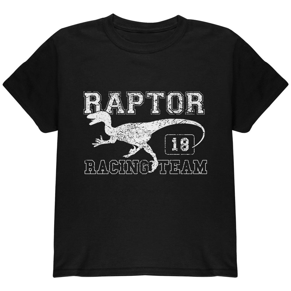 Dinosaur Velociraptor Raptor Racing Youth T Shirt Youth T-Shirts Old Glory YLG Black