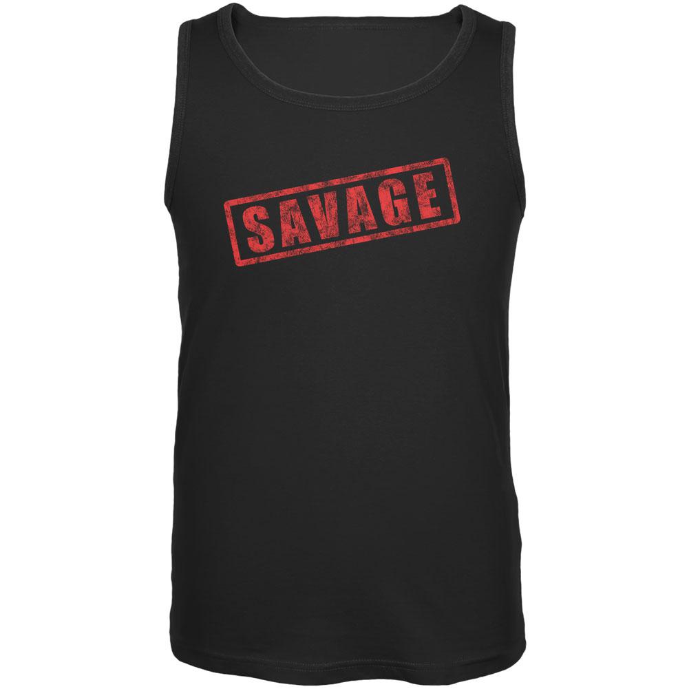 Savage Stamp Red Mens Tank Top Men's Tank Tops Old Glory 2XL Black