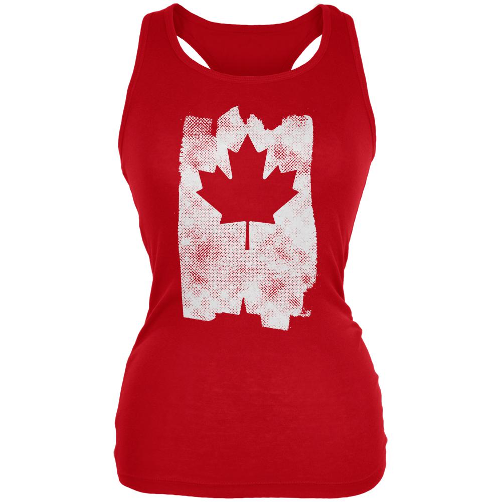 Graffiti Maple Leaf Canadian Flag Juniors Soft Tank Top Juniors Tank Tops Old Glory 2XL Red