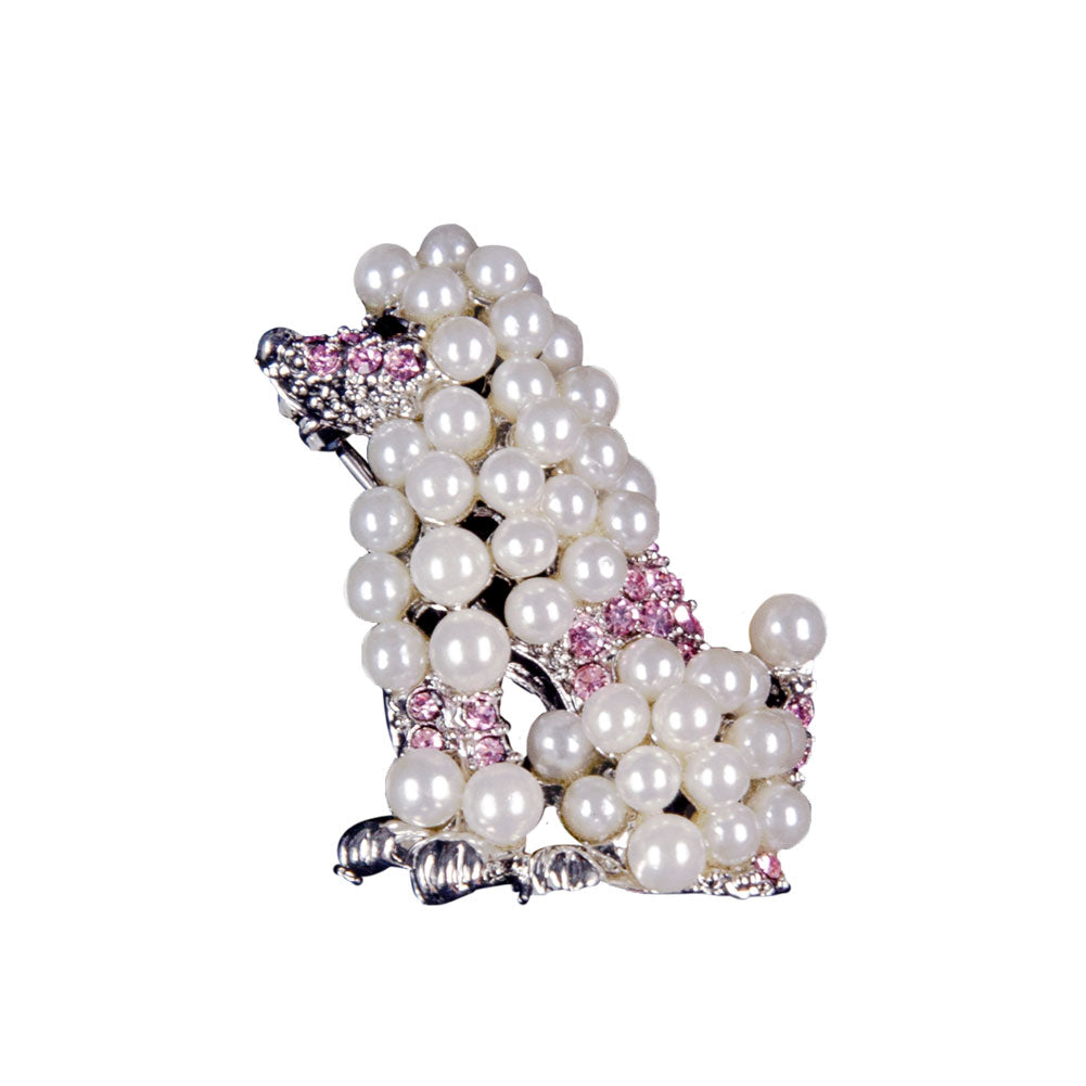Poodle Pink and Silver Pearl Bar Pin Jewelry Poodle