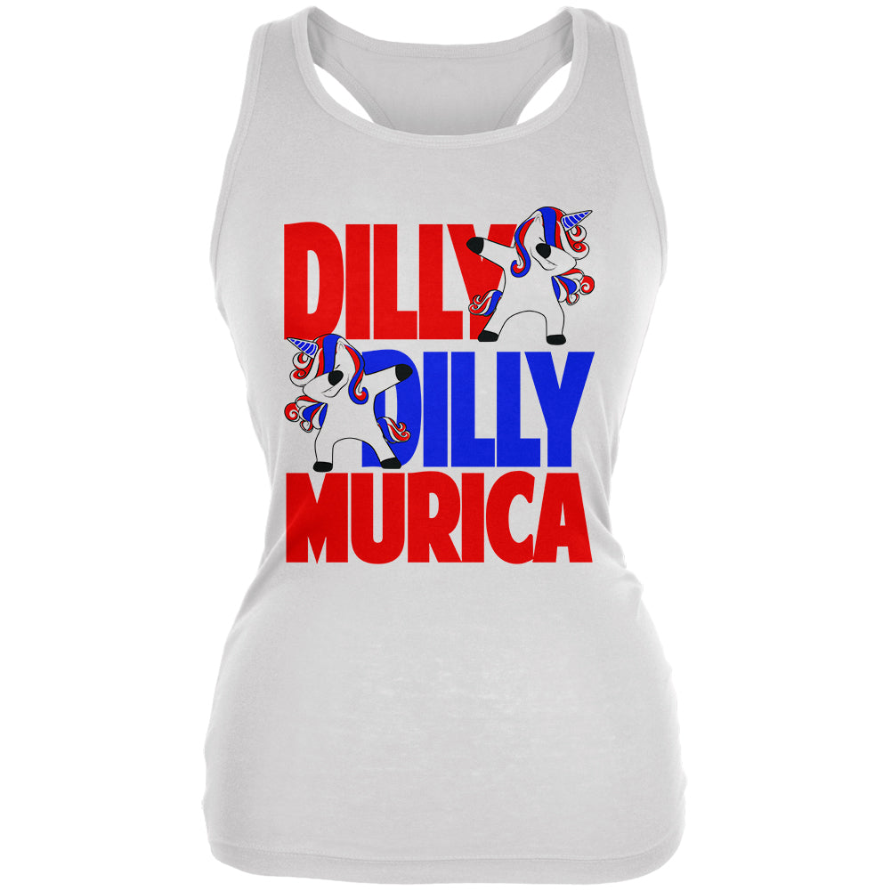 4th of July Dilly Dilly Murica Dabbing Unicorn Juniors Soft Tank Top Juniors Tank Tops 4th of July 2XL White