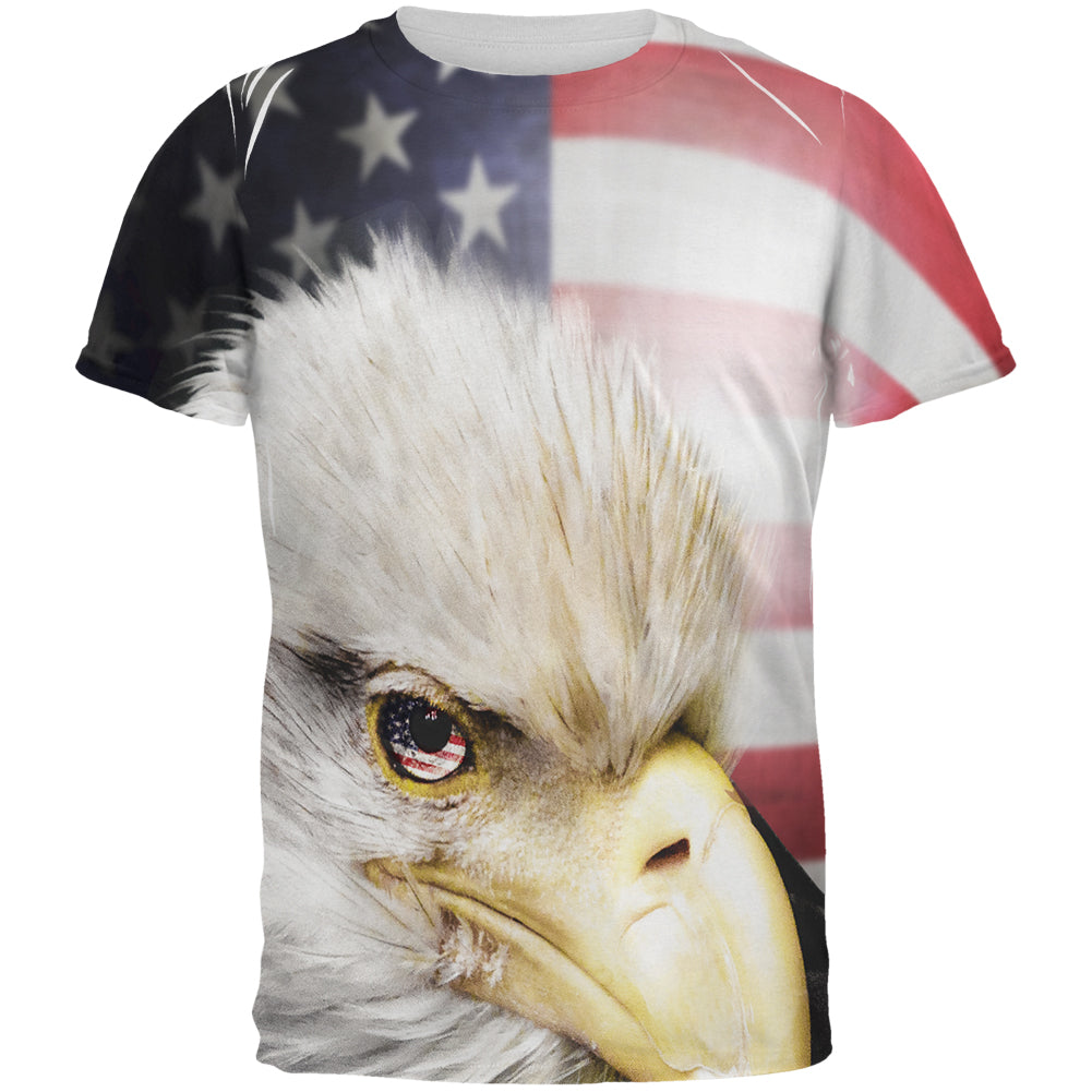 4th of July American Bald Eagle Eye Flag All Over Mens T Shirt Men's T-Shirts 4th of July 2XL Multicolor