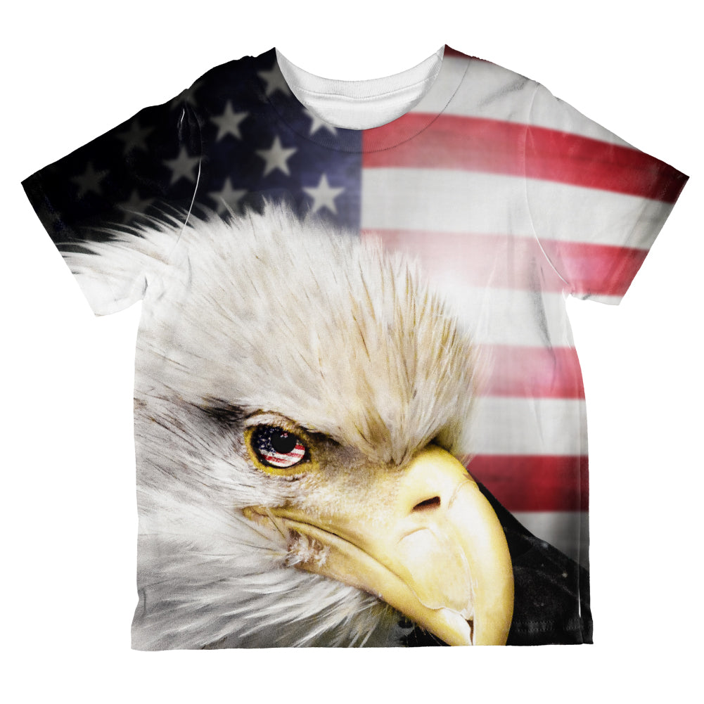 4th of July American Bald Eagle Eye Flag All Over Toddler T Shirt Toddler T-Shirts 4th of July 2T Multicolor