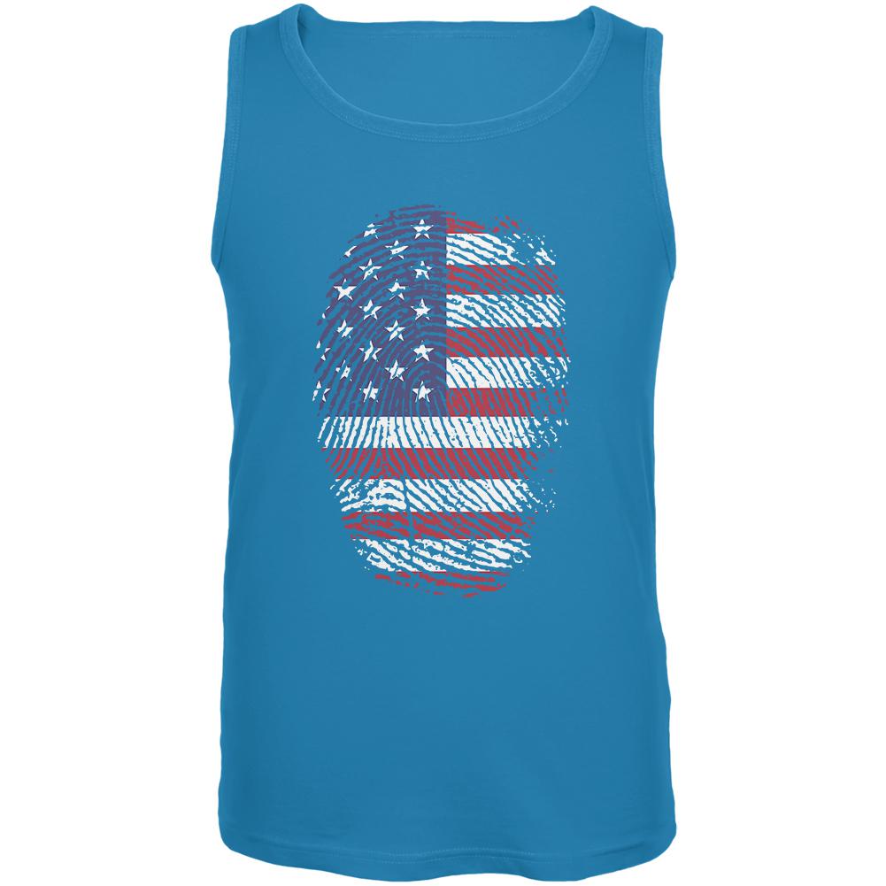 4th of July American Flag Pride Thumbprint Mens Tank Top Men's Tank Tops Old Glory LG Turquoise