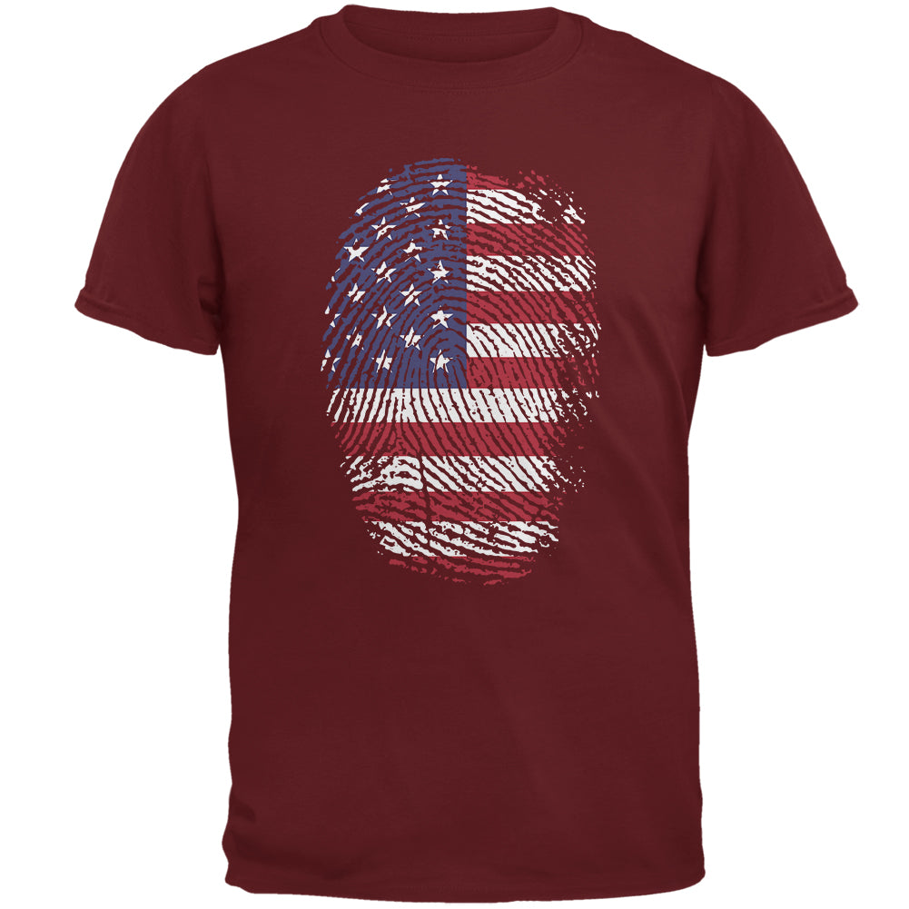 4th of July American Flag Pride Thumbprint Mens T Shirt Men's T-Shirts 4th of July 2XL Garnet Red