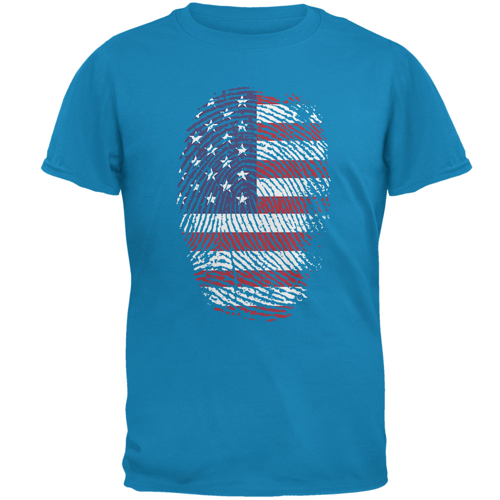 4th of July American Flag Pride Thumbprint Mens T Shirt Men's T-Shirts 4th of July 2XL Sapphire