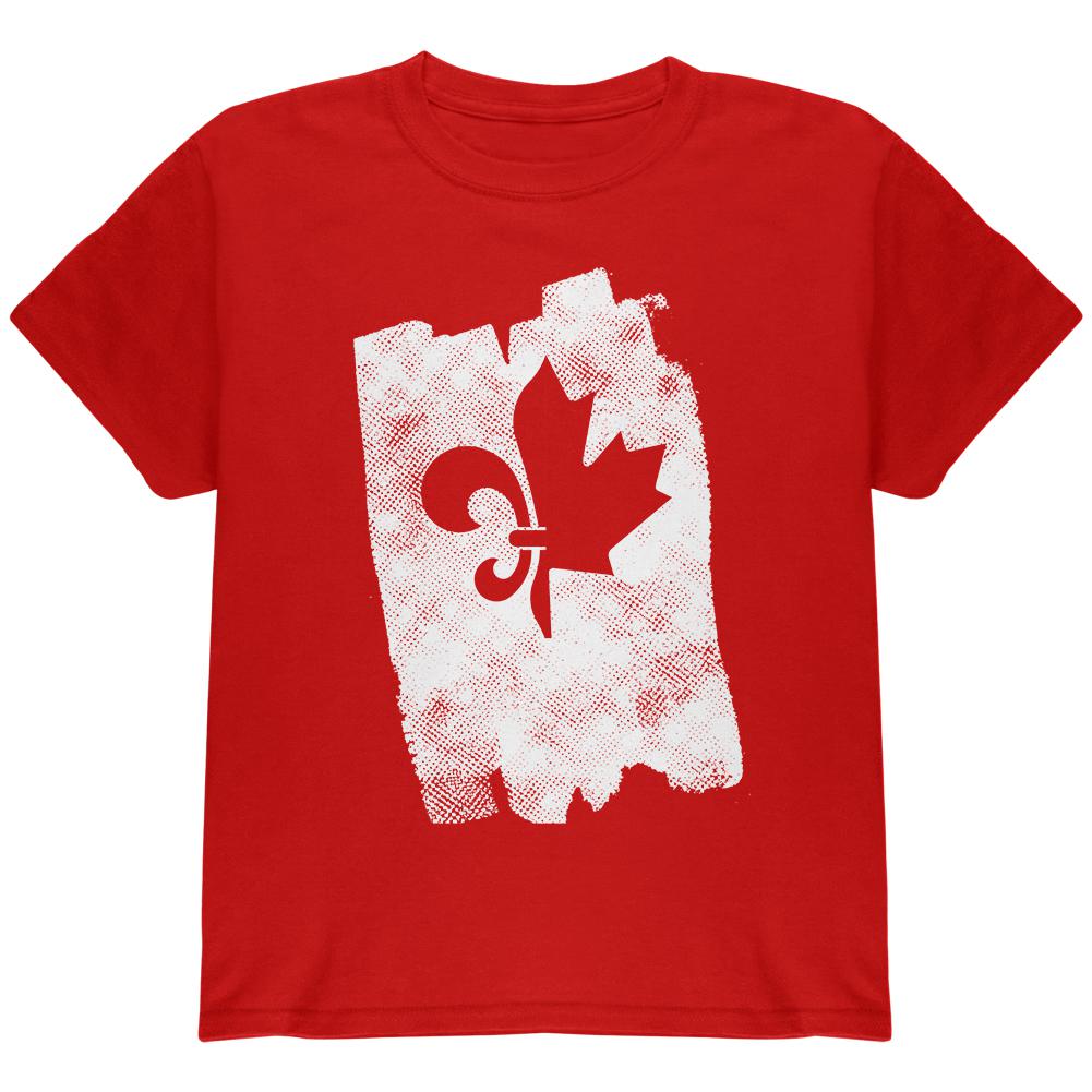 Graffiti French Canadian Fleur de Lis Maple Leaf Youth T Shirt Youth T-Shirts Old Glory LG Red