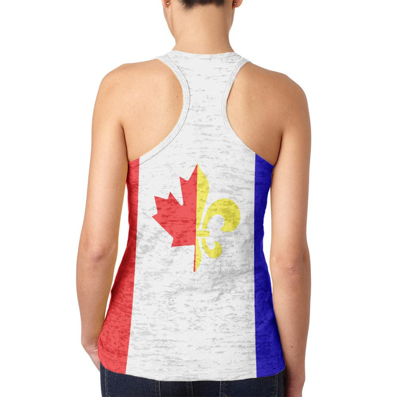 French Canadian Flag Juniors Burnout Racerback Tank Top Juniors Tank Tops Old Glory