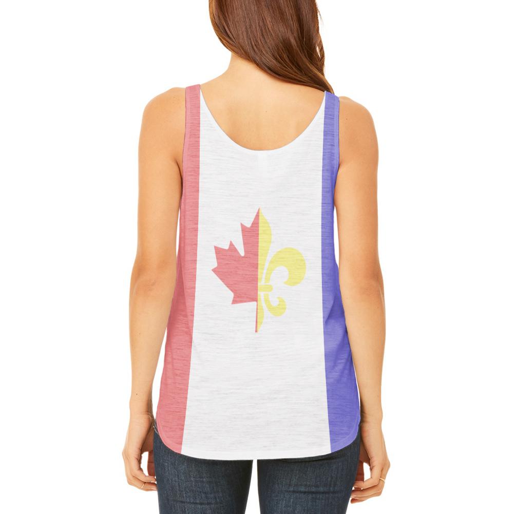 French Canadian Flag Juniors Flowy Side Slit Tank Top Juniors Tank Tops Old Glory