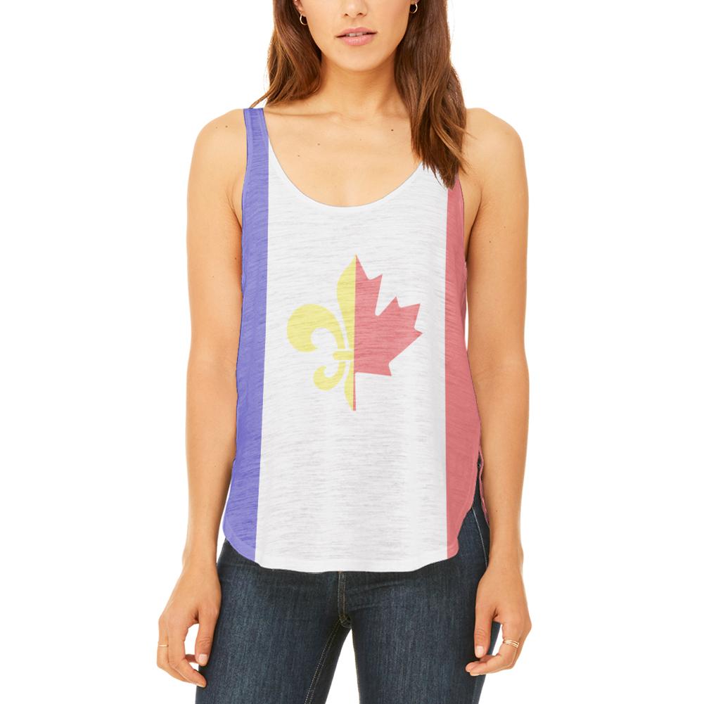 French Canadian Flag Juniors Flowy Side Slit Tank Top Juniors Tank Tops Old Glory 2XL Multi