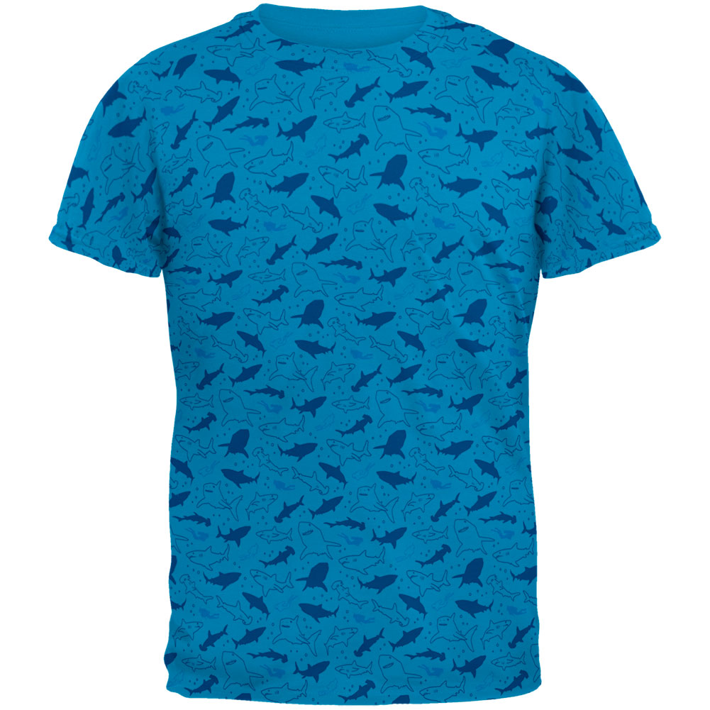 Shark Sharks Outline Repeat Pattern Mens T Shirt Men's T-Shirts Old Glory 2XL Sapphire